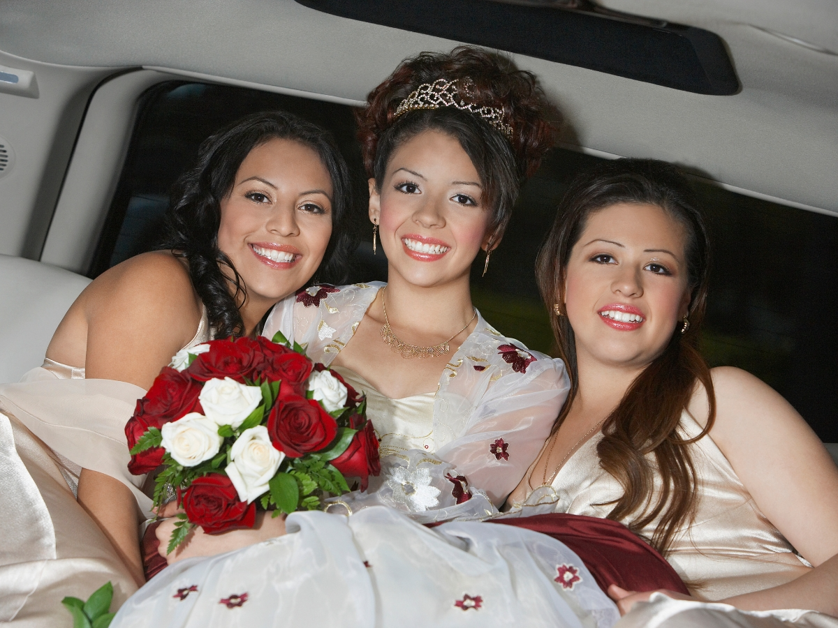 Quinceañera arrival in Miami with luxury limousine