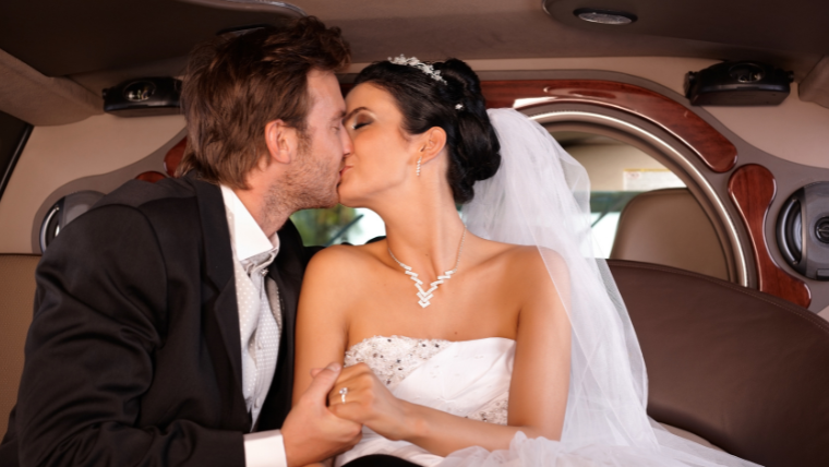 Chauffeured wedding transportation vehicle at a South Florida wedding venue